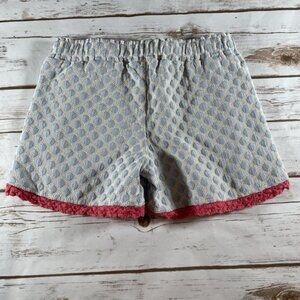 Girls Size 6 Persnickety Shorts Blue Polka Dot with Pink Lace Trim
